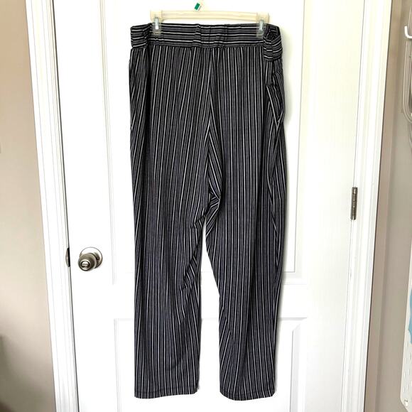 Robert Louis Wms 2X Black White Striped High Rise Pull On Pants Pockets - Picture 2 of 8